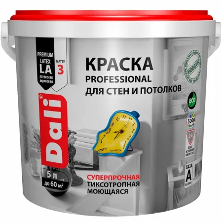 Краска ВД PROFESSIONAL для стен и потолков 5л ДАЛИ